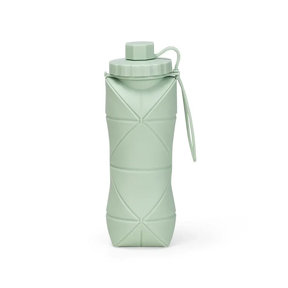Garrafa Dobrável de Silicone 600ml personalizada verde