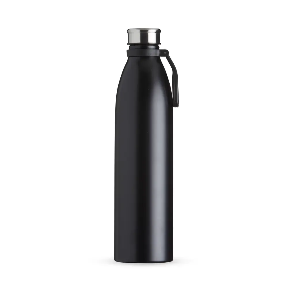 Garrafa inox 1,1 litros alça plástica personalizada preta