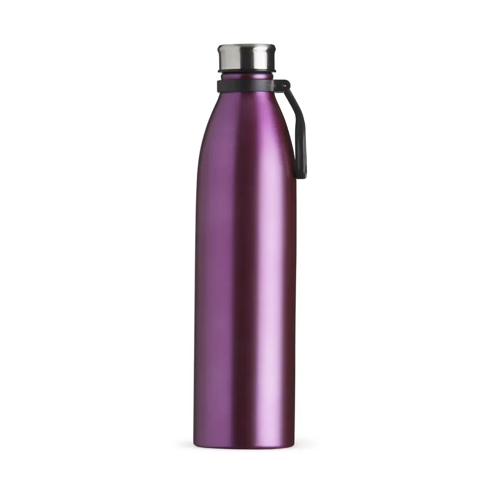 Garrafa inox 1,1 litros alça plástica personalizada roxa