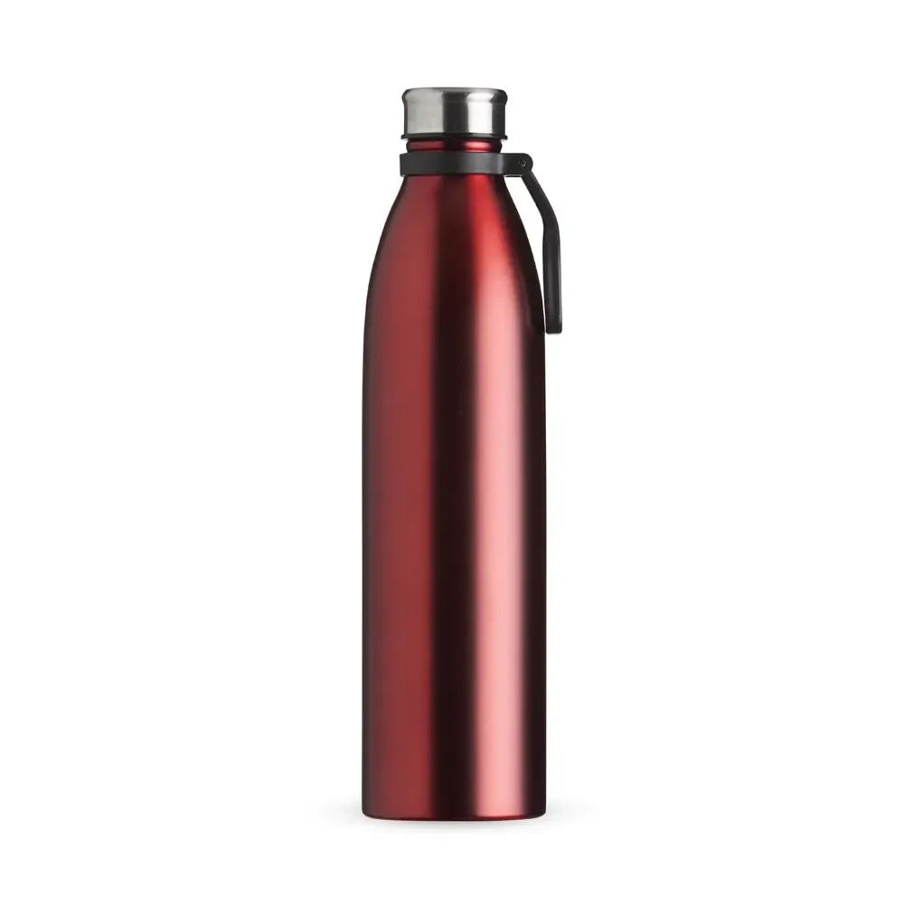 Garrafa inox 1,1 litros alça plástica personalizada vermelha