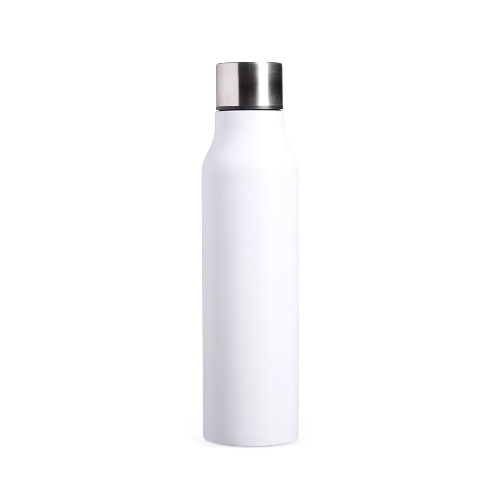 Garrafa Inox 1 Litro com Alça de Nylon personalizada branca