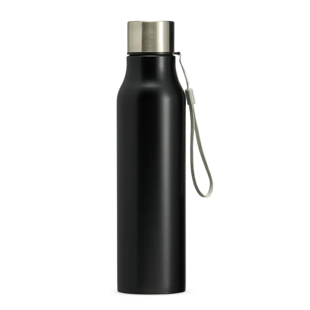 Garrafa Inox 1 Litro com Alça de Nylon personalizada preta