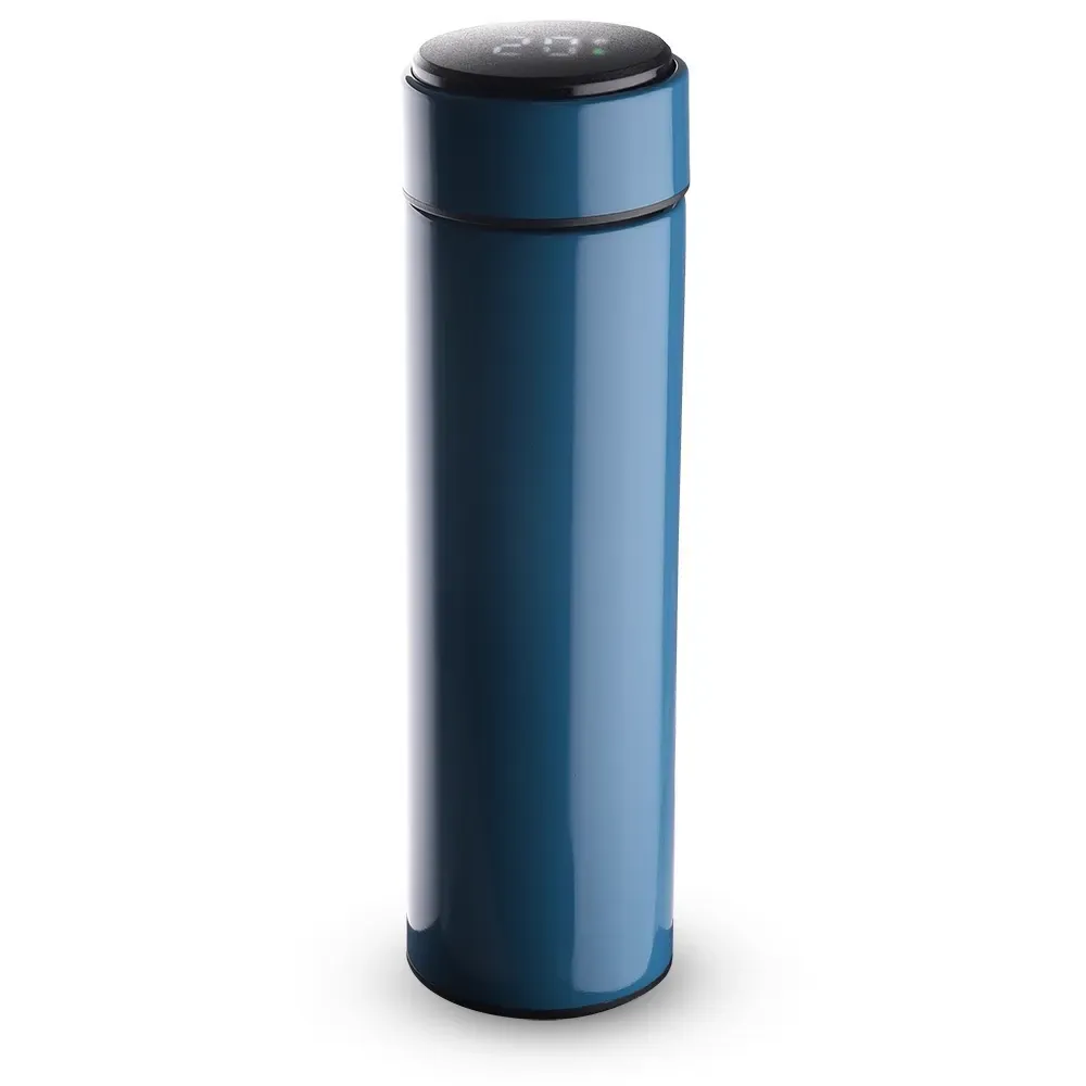 Garrafa Inox 450ml com Display LED personalizada azul