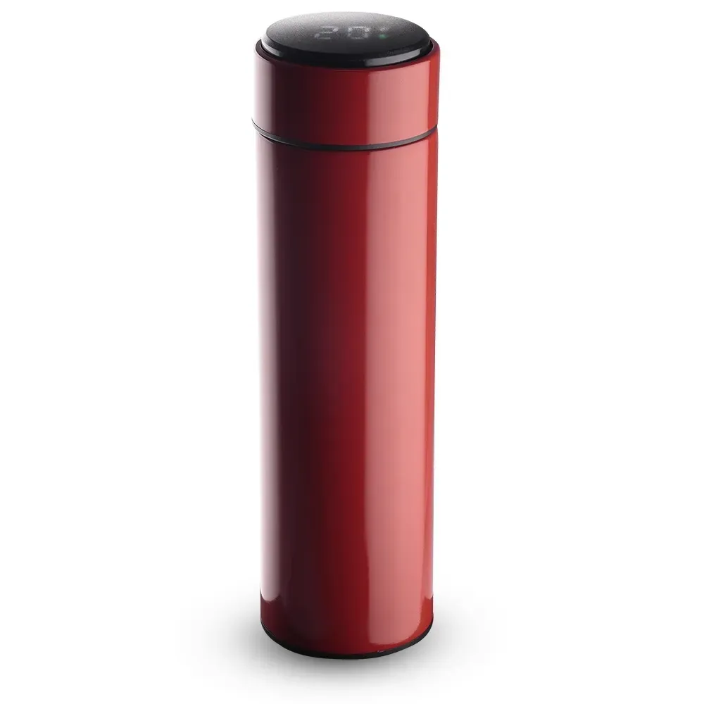 Garrafa Inox 450ml com Display LED personalizada vermelha