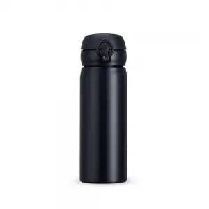 Garrafa inox 500ml botão e válvula personalizada preta