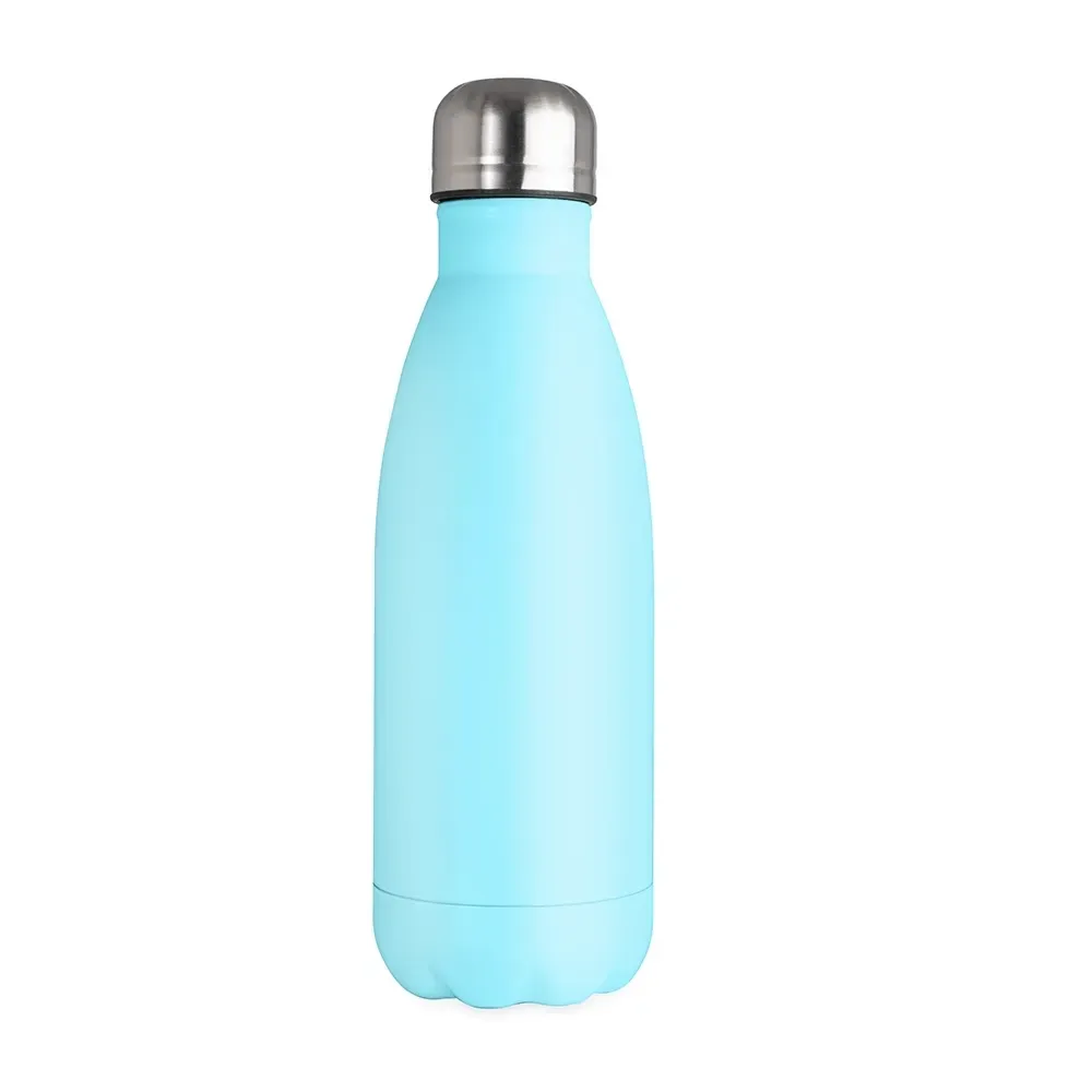 Garrafa Inox 625ml Parede Simples personalizada azul claro