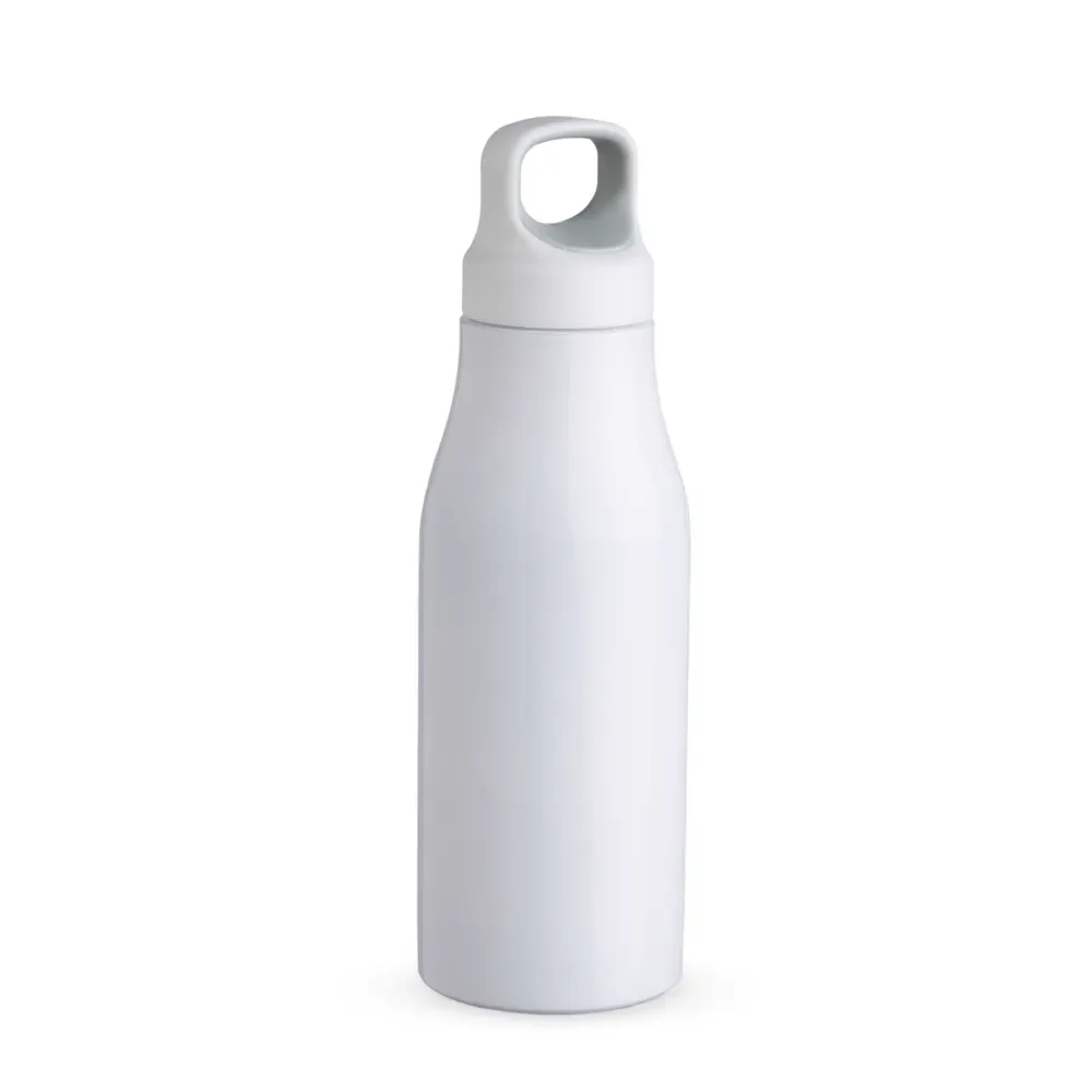 Garrafa inox 650ml com alça personalizada branca