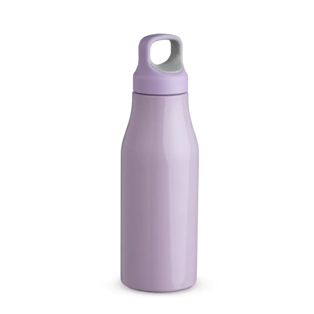 Garrafa inox 650ml com alça personalizada roxo claro