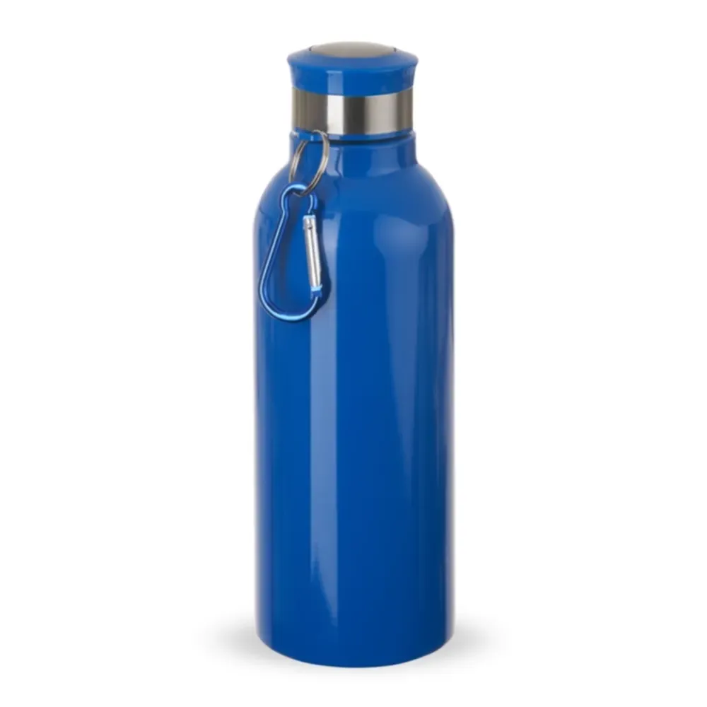 Garrafa inox 700ml com mosquetão personalizada azul