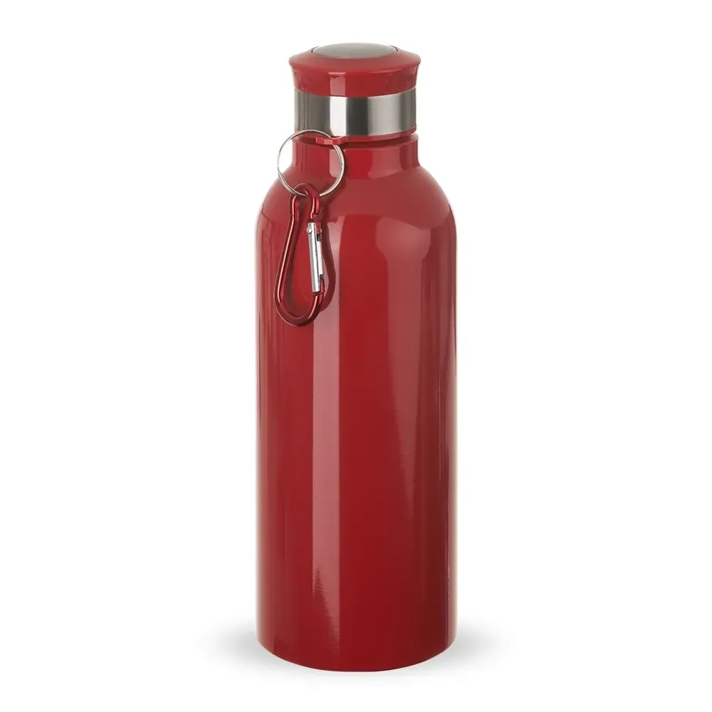 Garrafa inox 700ml com mosquetão personalizada vermelha