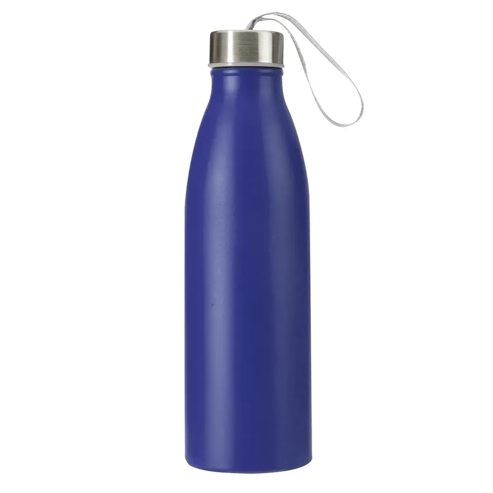 Garrafa inox 750ml com alça de nylon personalizada azul