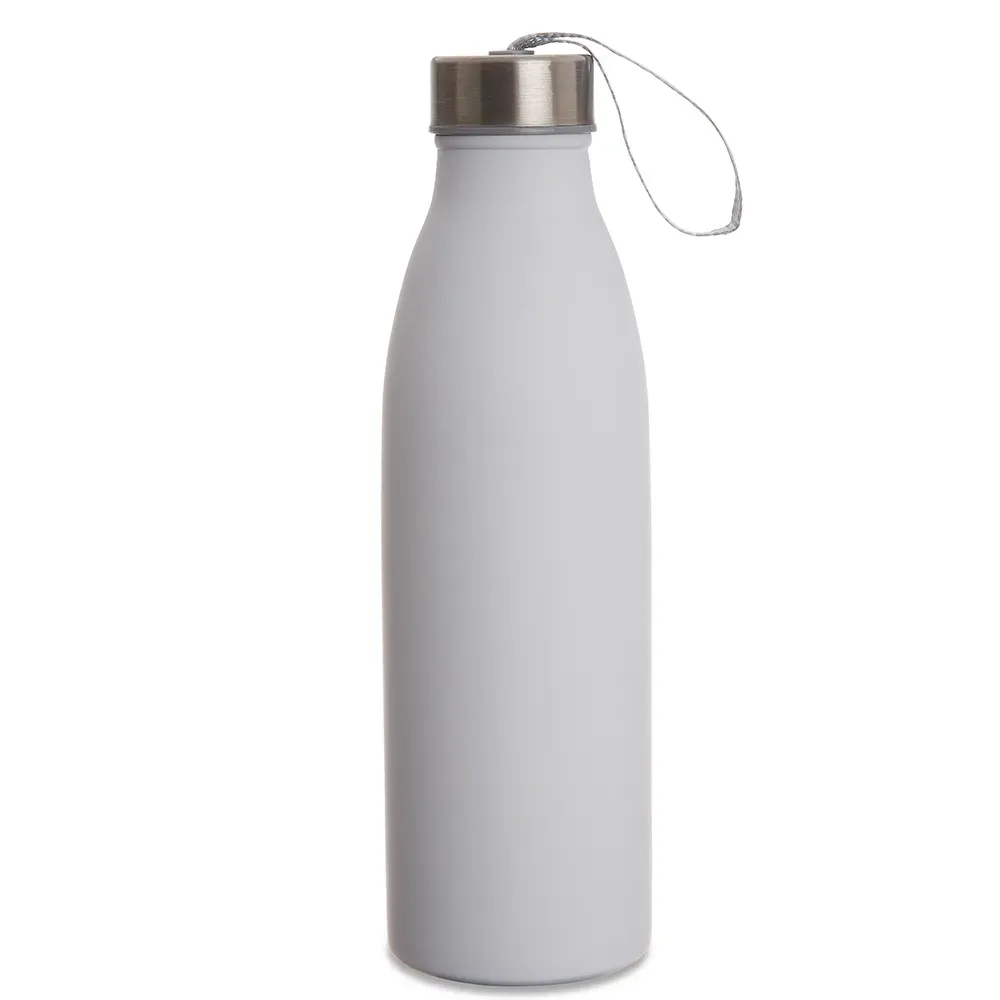 Garrafa inox 750ml com alça de nylon personalizada branca