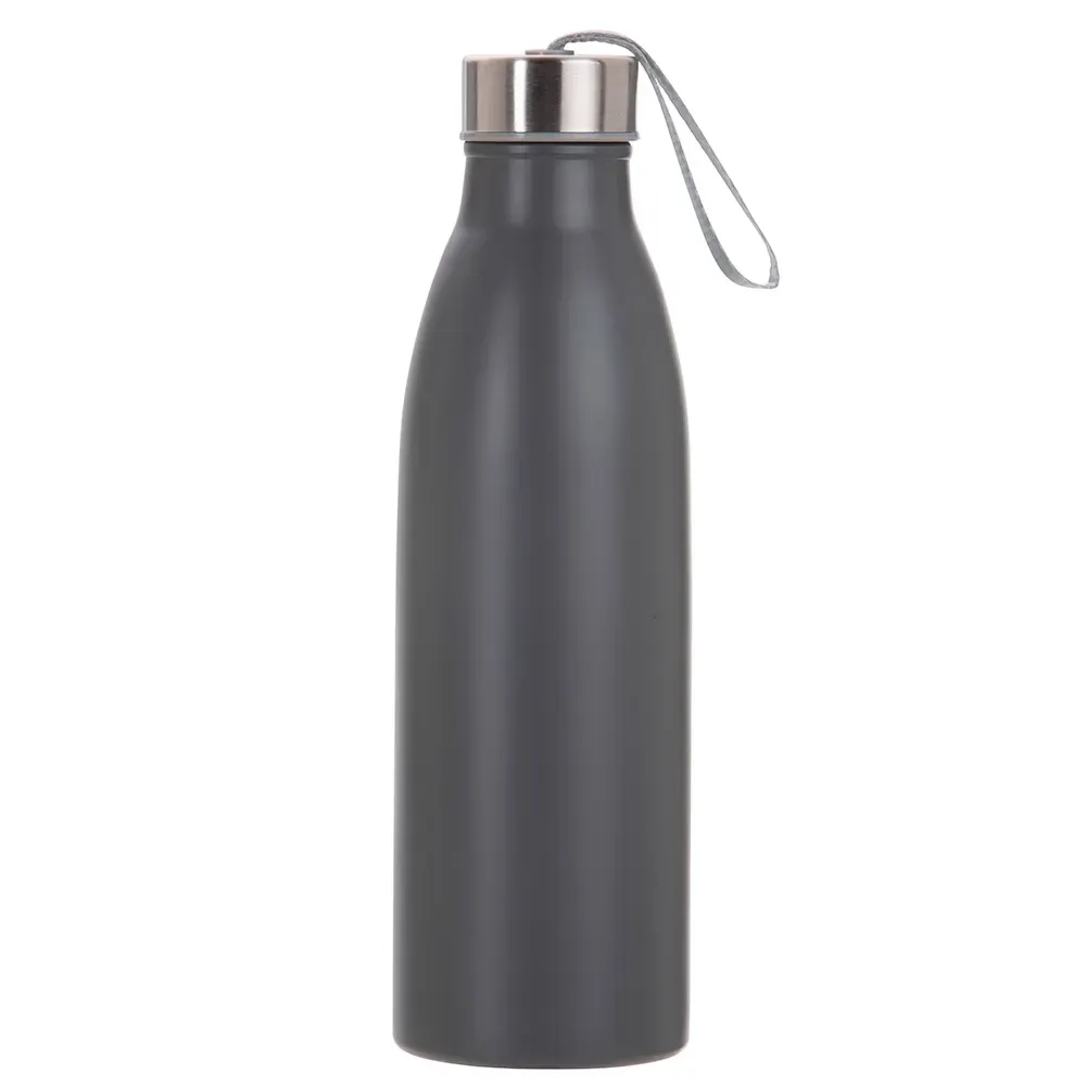 Garrafa inox 750ml com alça de nylon personalizada cinza