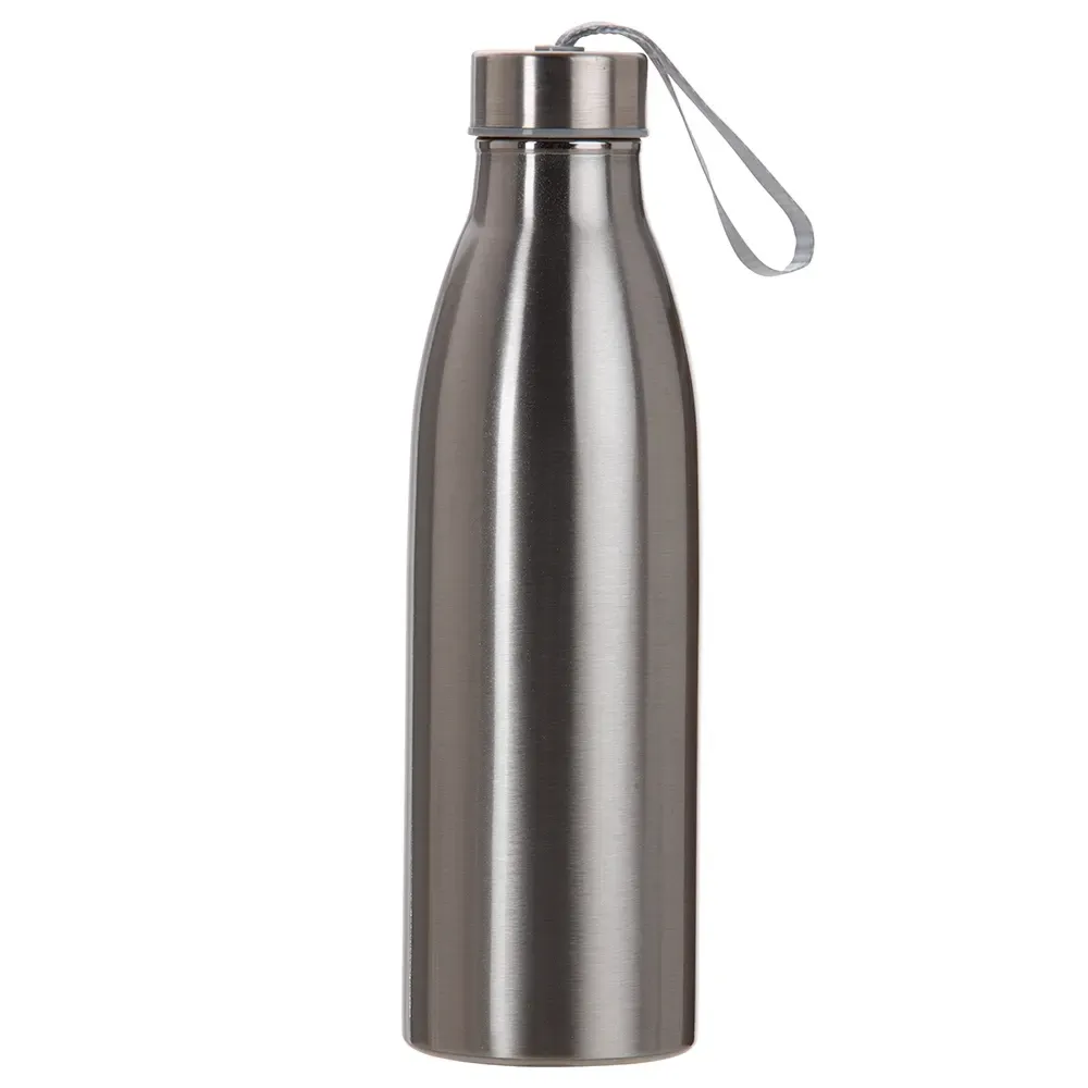 Garrafa inox 750ml com alça de nylon personalizada cor inox