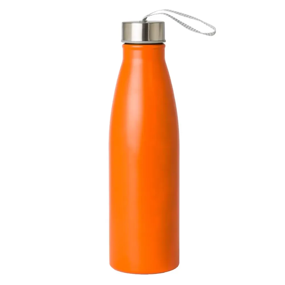 Garrafa inox 750ml com alça de nylon personalizada laranja