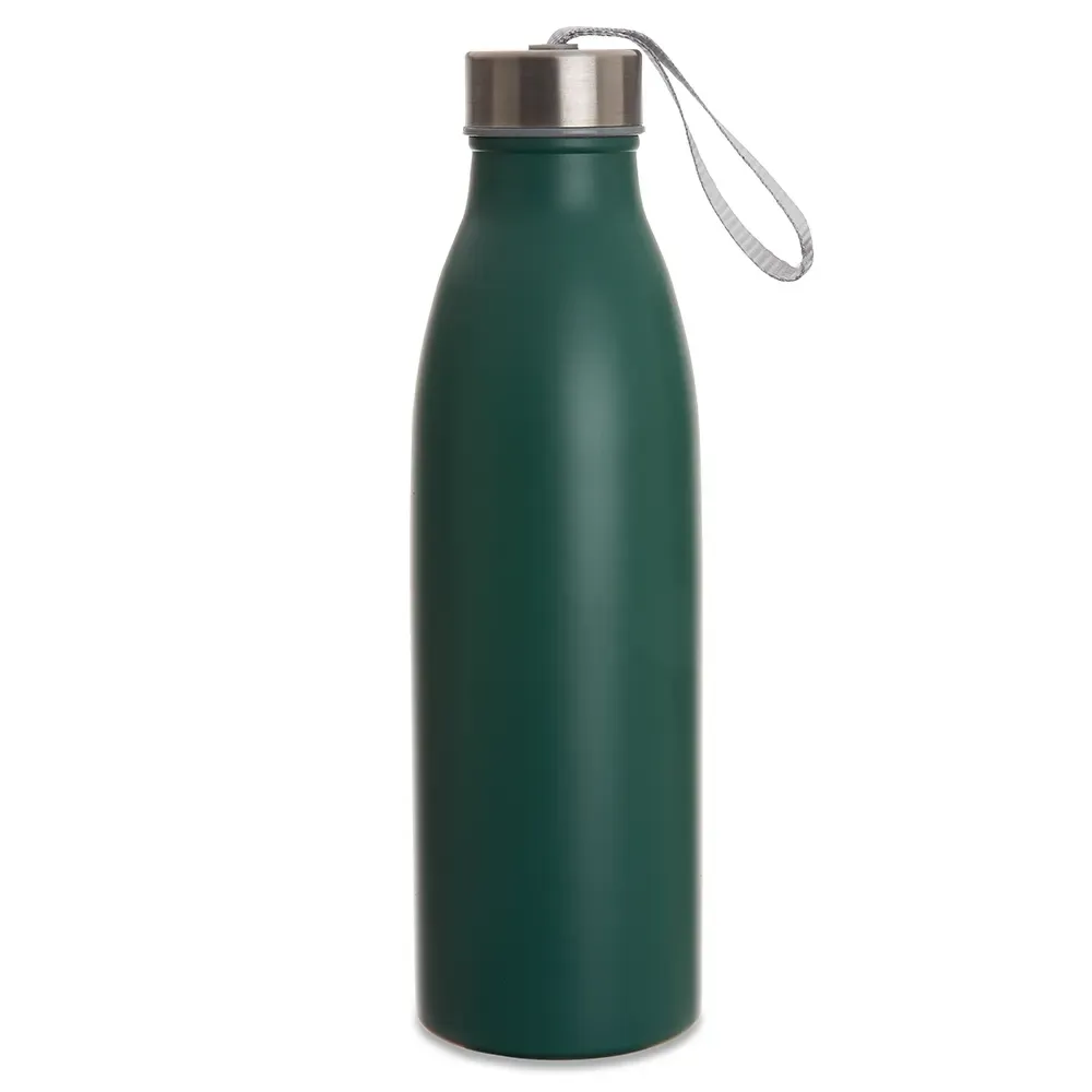 Garrafa inox 750ml com alça de nylon personalizada verde