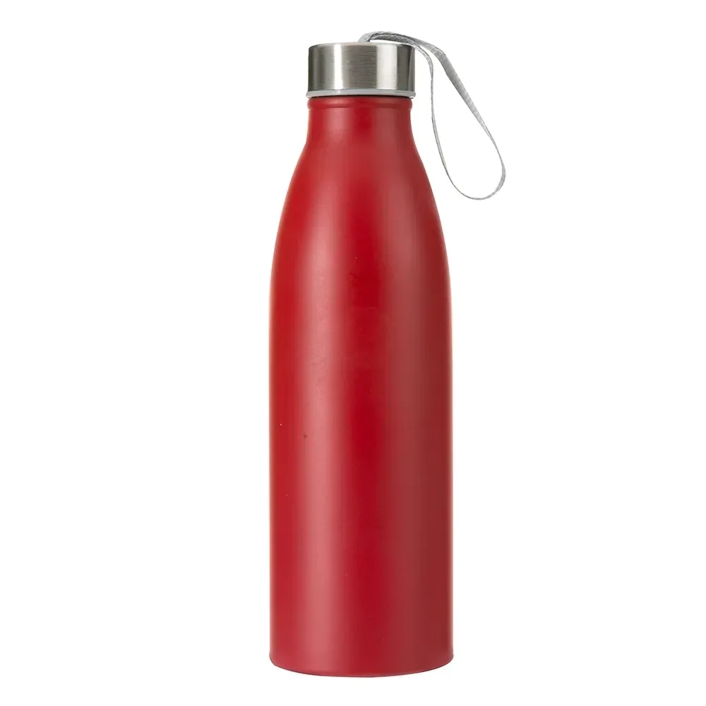 Garrafa inox 750ml com alça de nylon personalizada vermelha