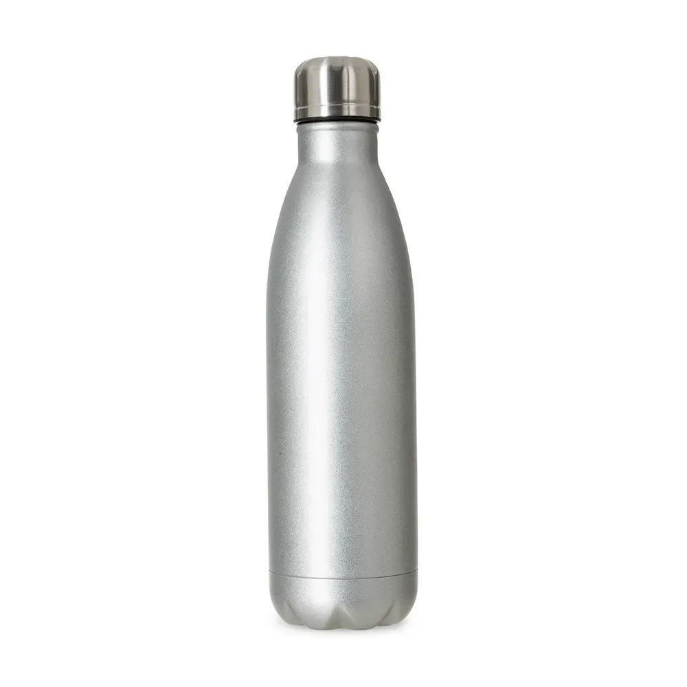 Garrafa Inox 750ml pintura fosca personalizada preta com detalhe prata