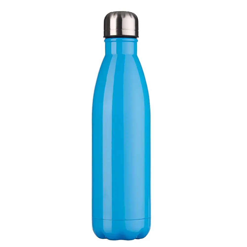 Garrafa inox 750ml parede simples personalizada azul