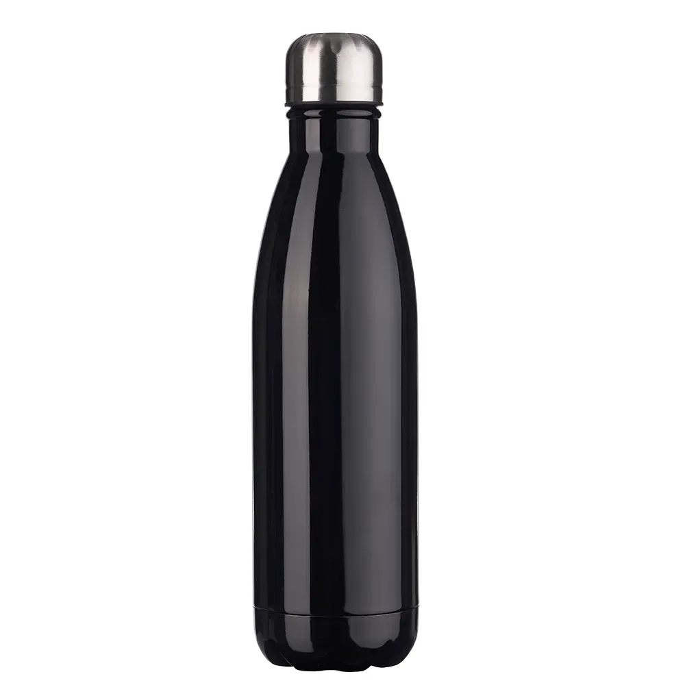 Garrafa inox 750ml parede simples personalizada preta