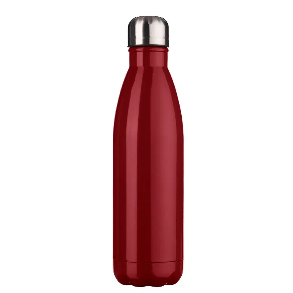 Garrafa inox 750ml parede simples personalizada vermelha
