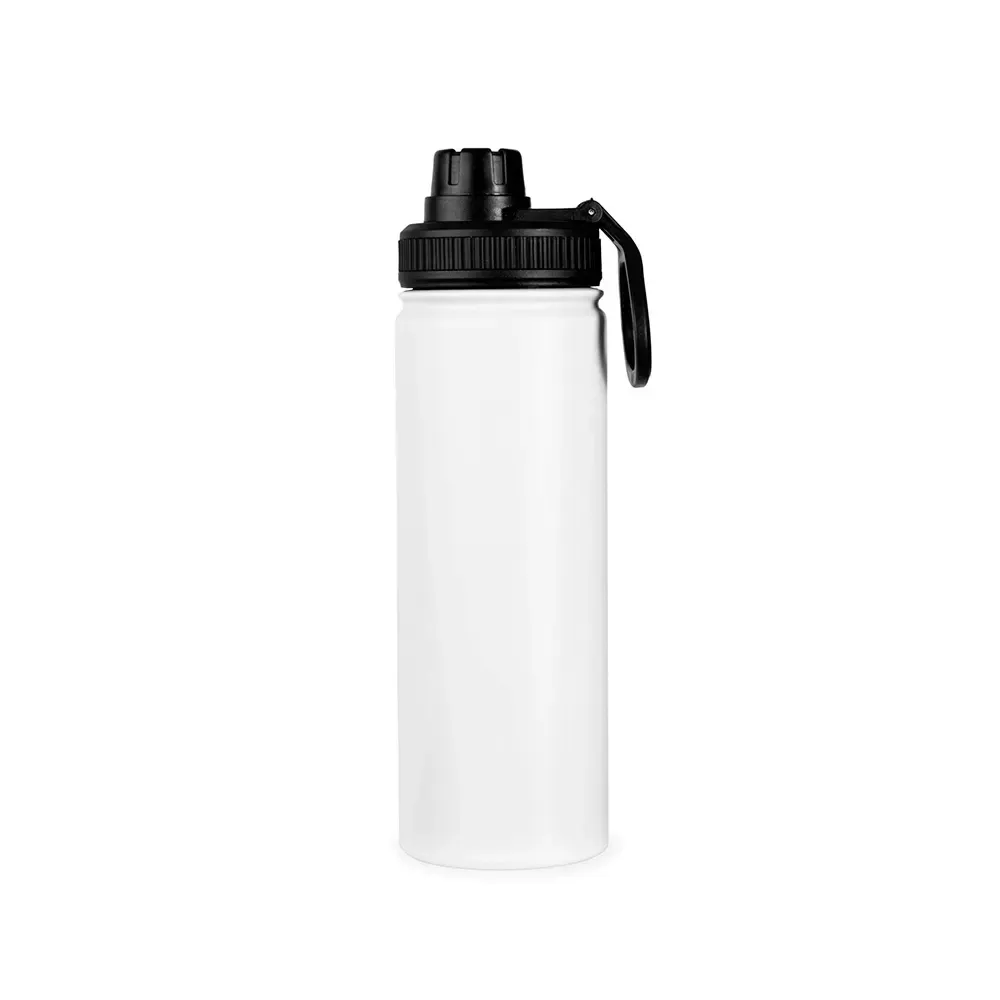 Garrafa Inox 750ml Pintura Eletrostática personalizada branca