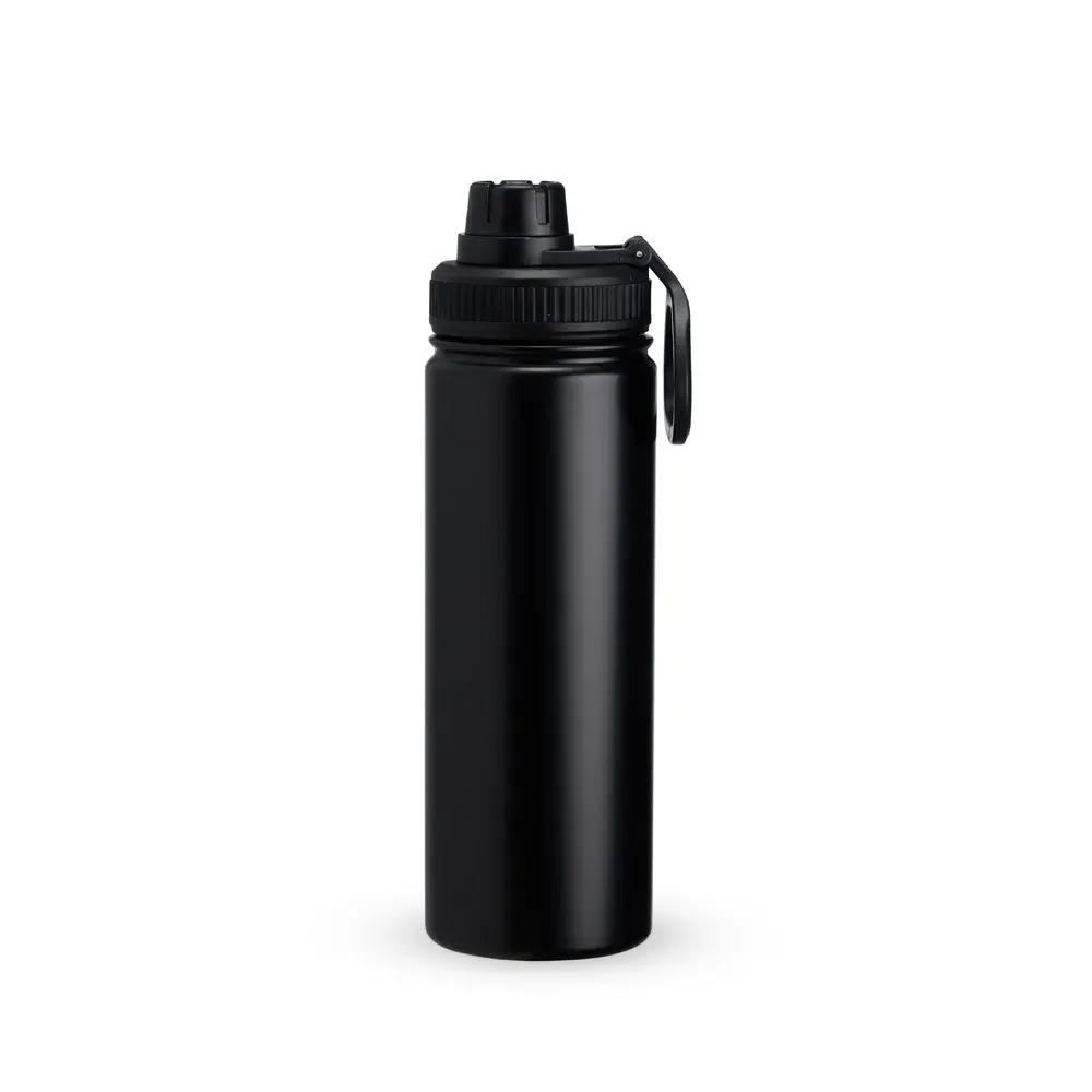 Garrafa Inox 750ml Pintura Eletrostática personalizada preta