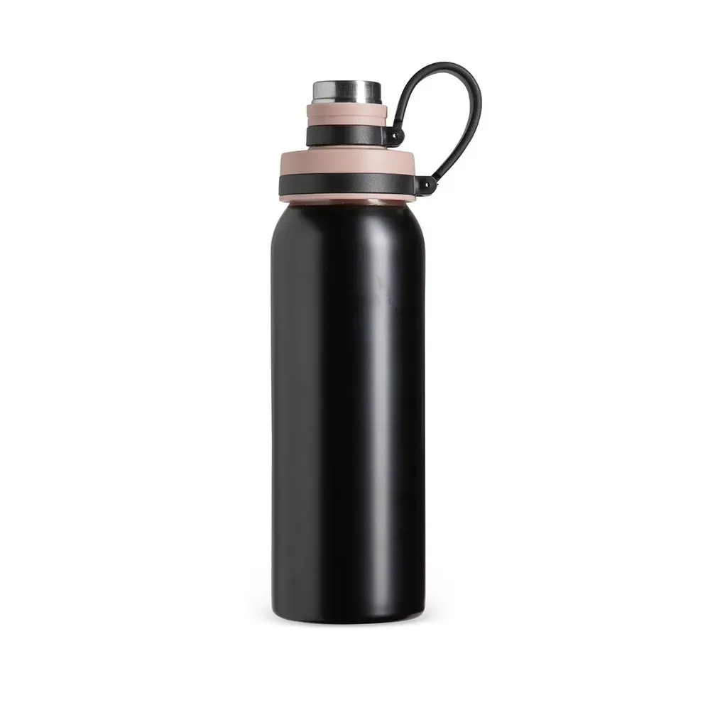 Garrafa Inox 800ml Alça de Silicone personalizada preta