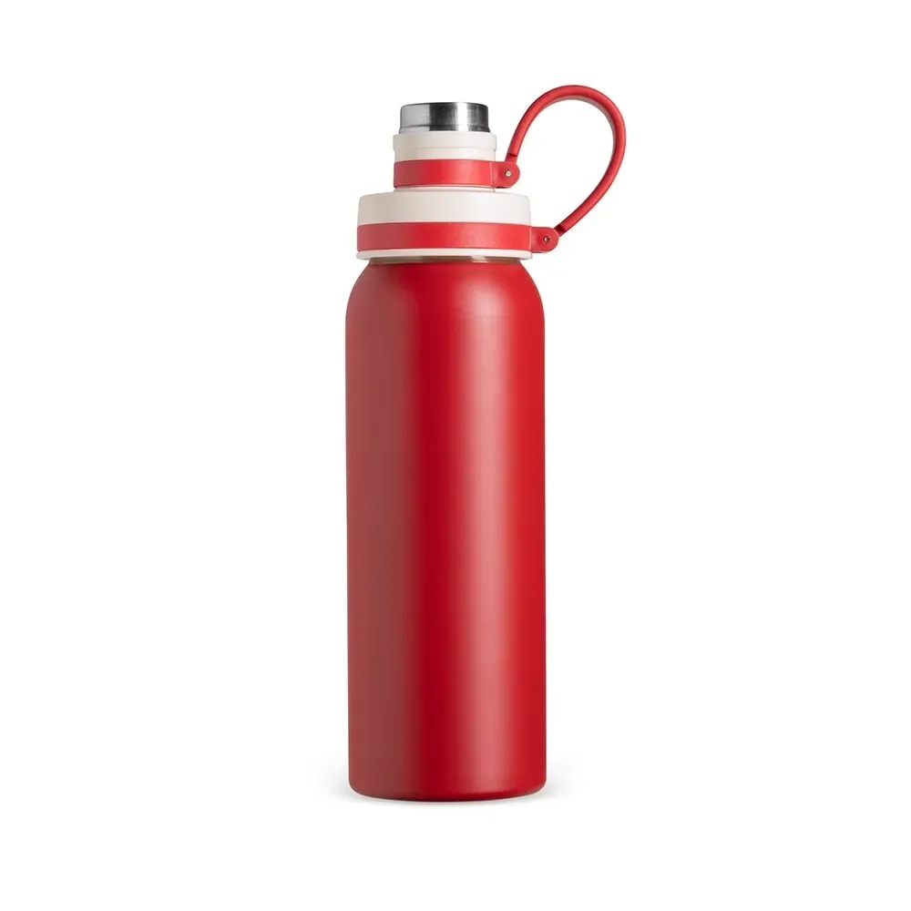 Garrafa Inox 800ml Alça de Silicone personalizada vermelha