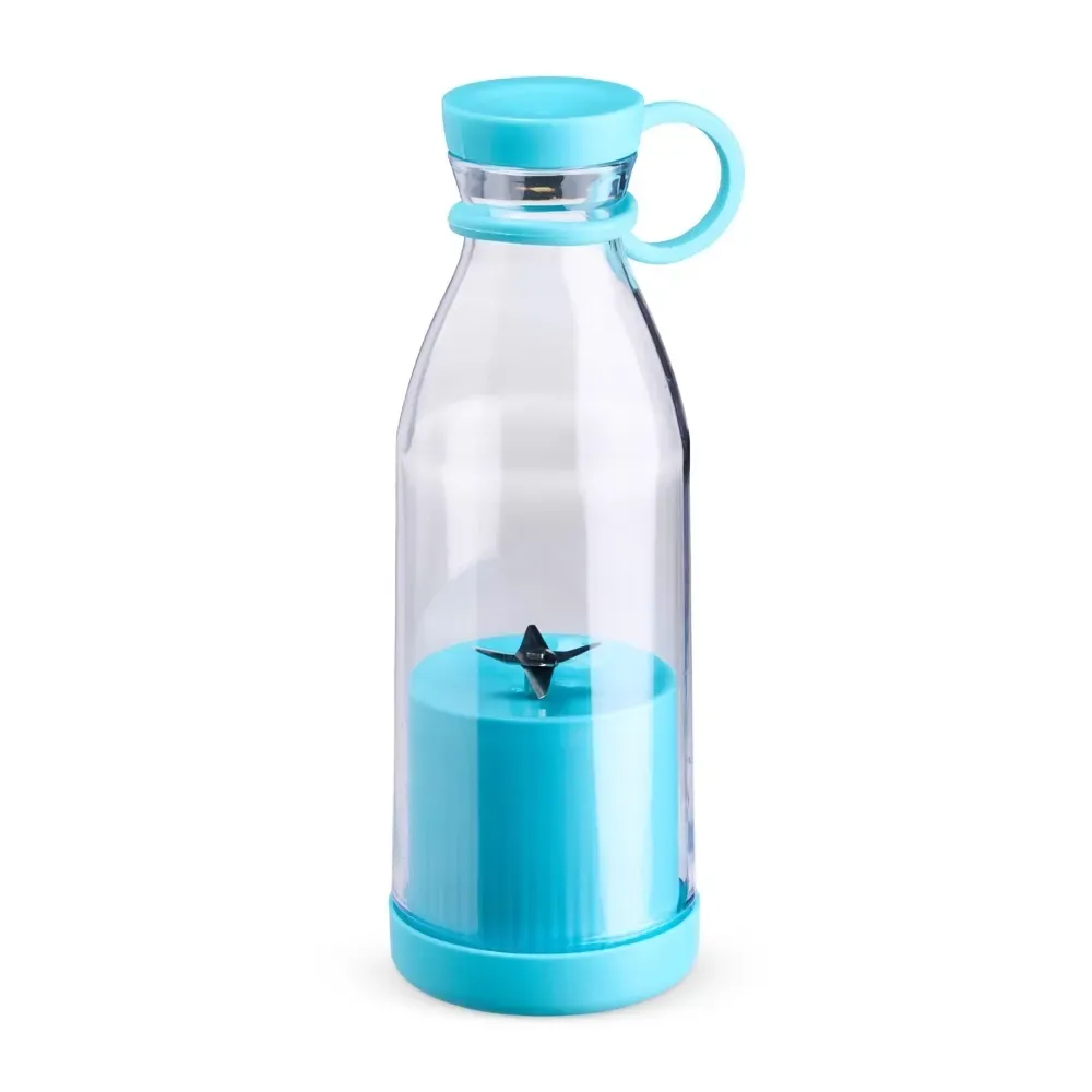Garrafa com Misturador 380ml Base Antiderrapante personalizada azul