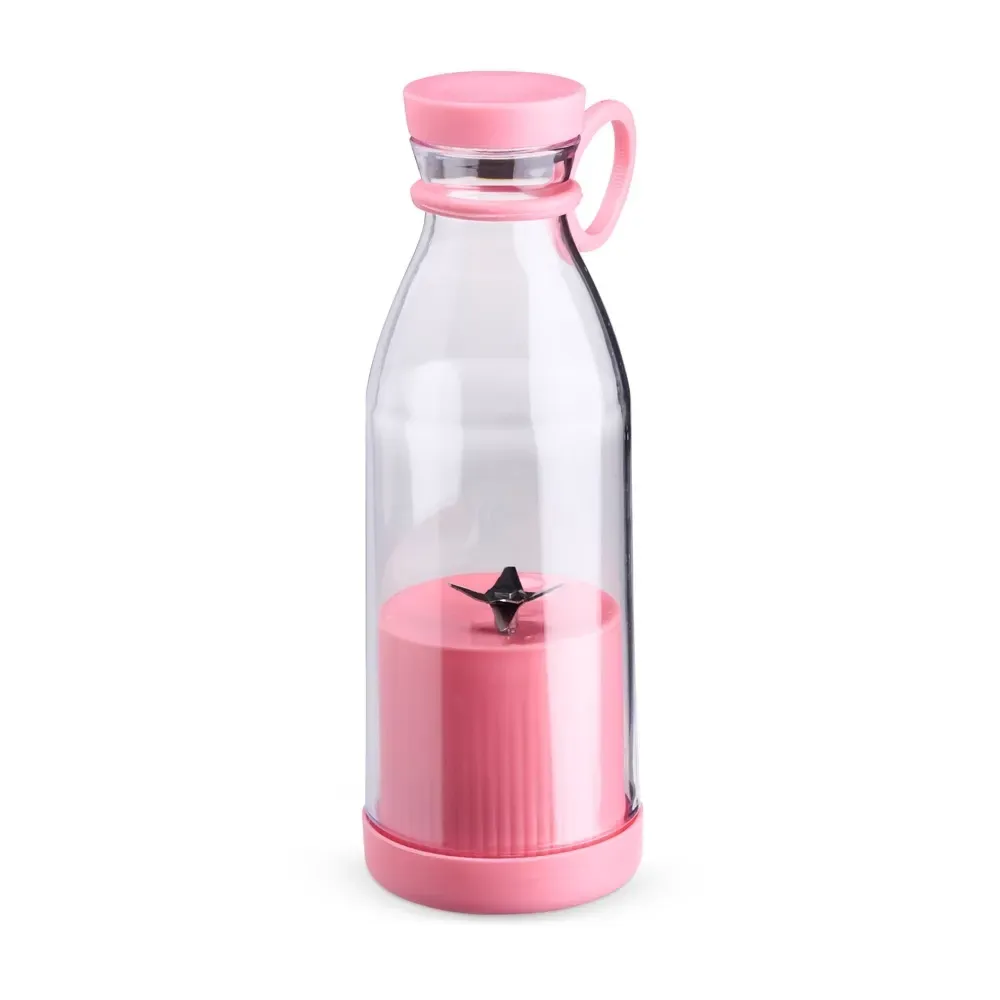 Garrafa com Misturador 380ml Base Antiderrapante personalizada rosa