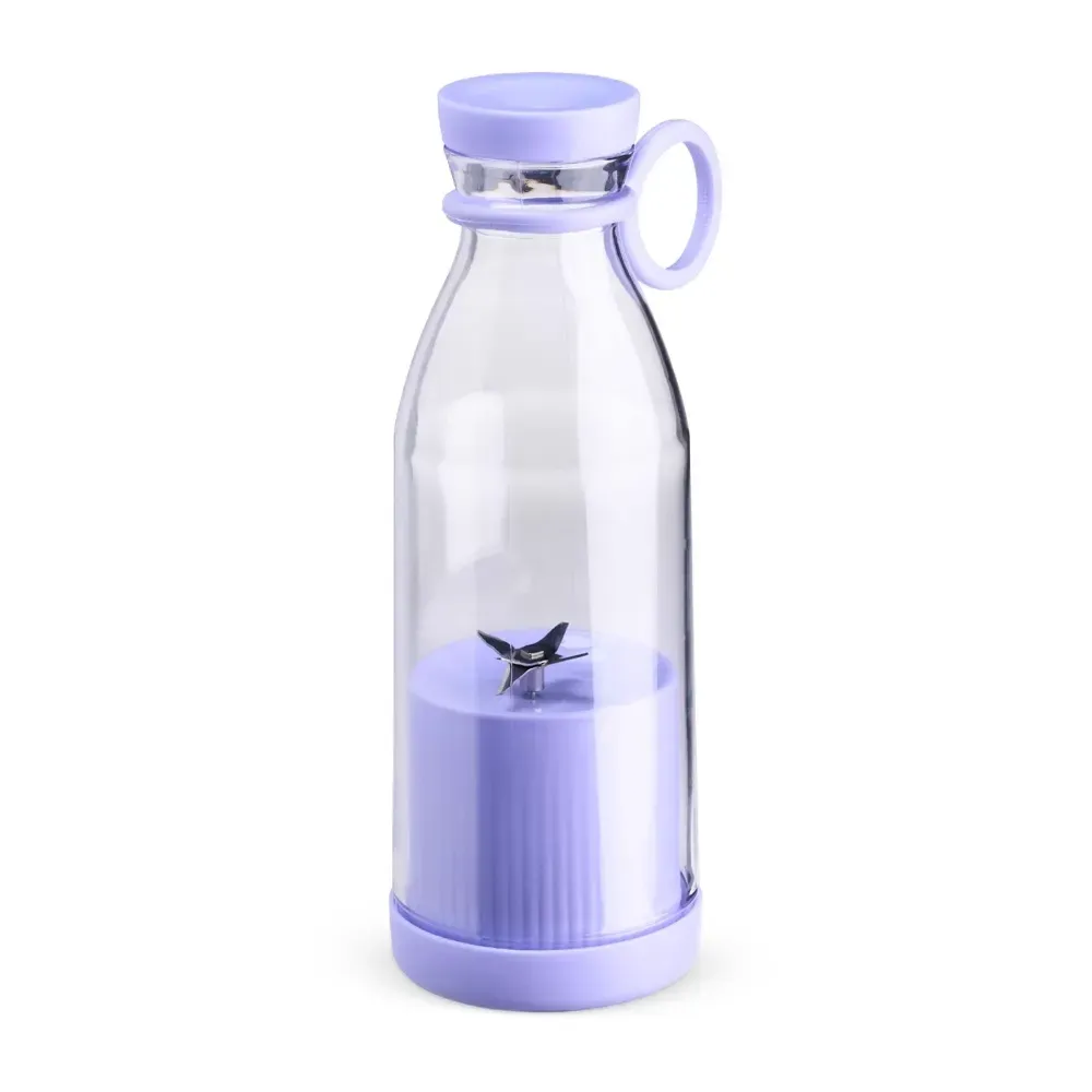 Garrafa com Misturador 380ml Base Antiderrapante personalizada roxa