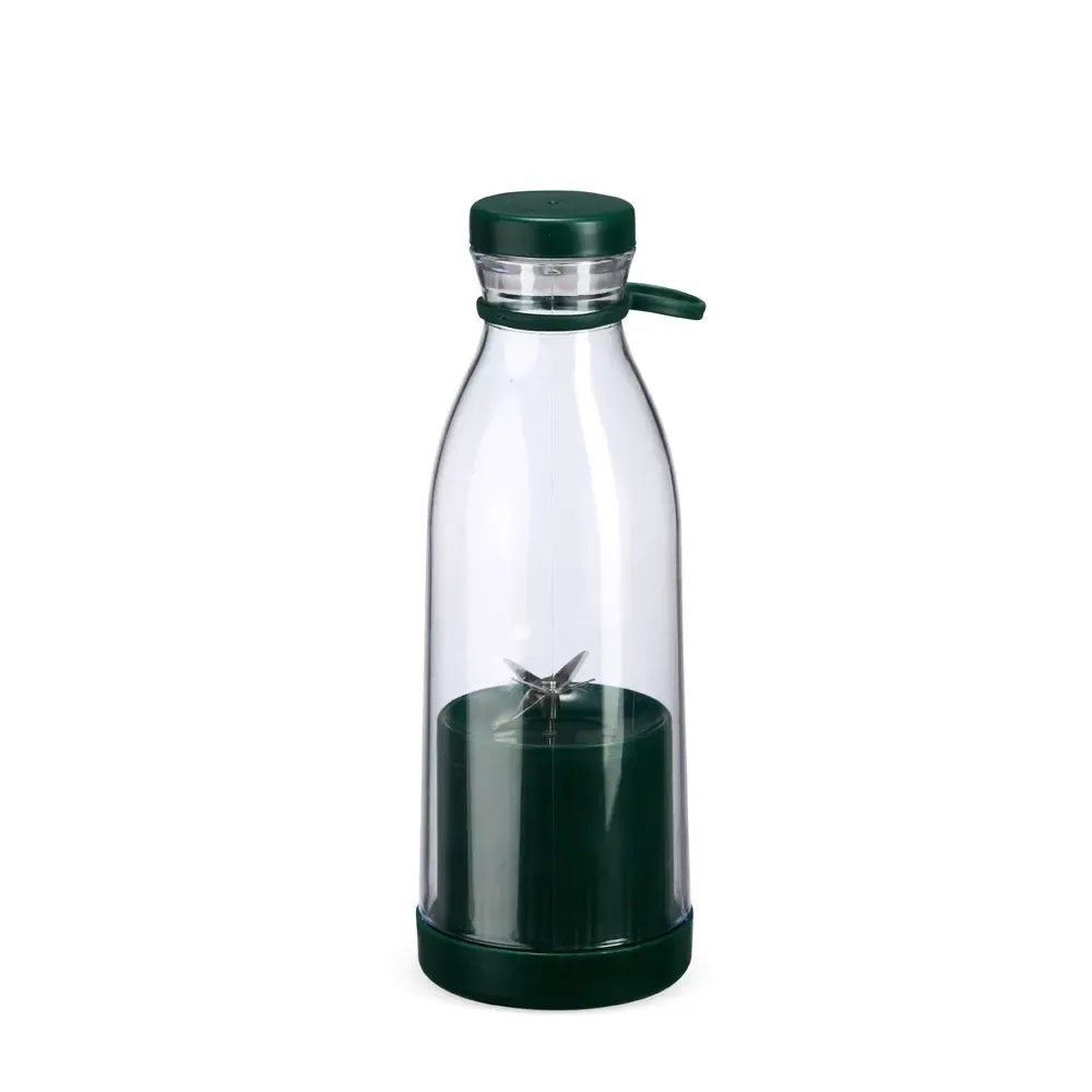 Garrafa Plástica com Misturador 380ml Lâmina por Botão personalizada verde escuro
