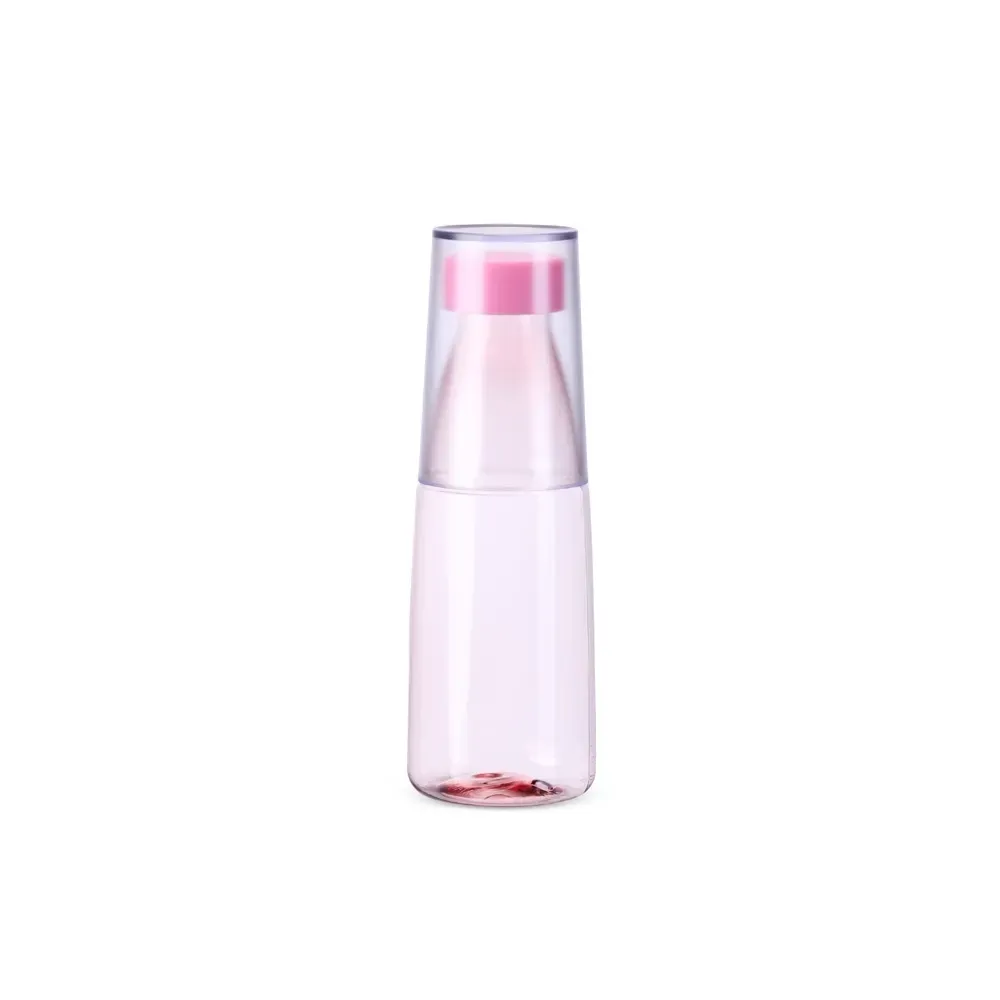 Garrafa Plástica 2 em 1 550ml com Copo Integrado personalizada rosa