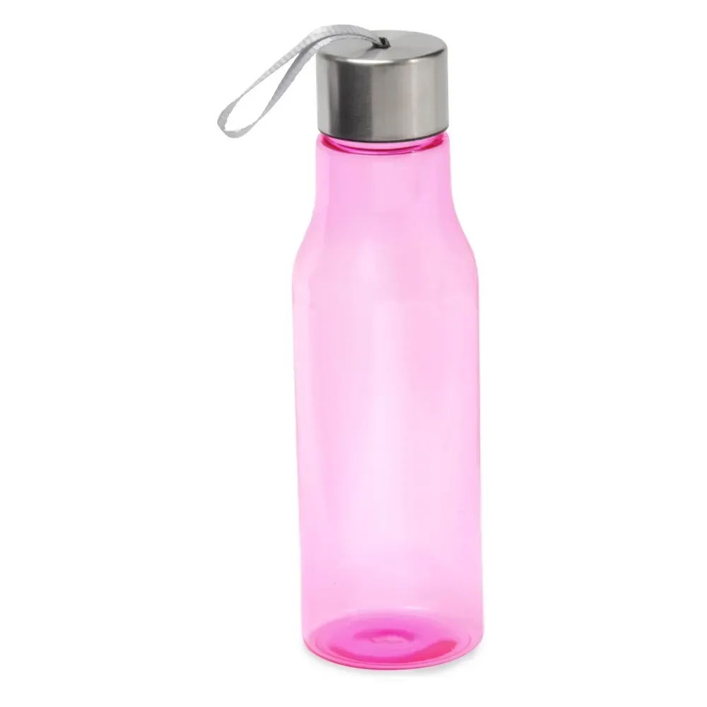 Garrafa plástica 600ml alça de nylon personalizada rosa