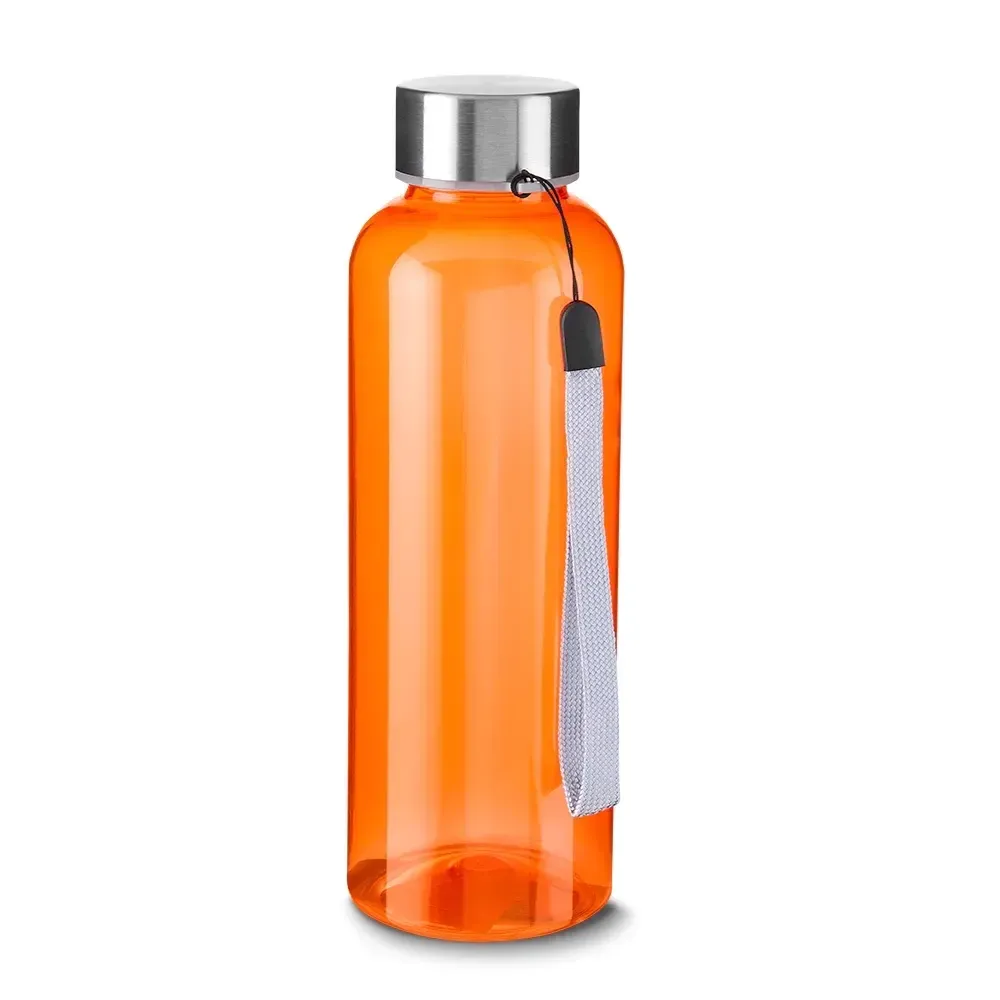 Garrafa PET Reciclado 600ml com Cordão laranja