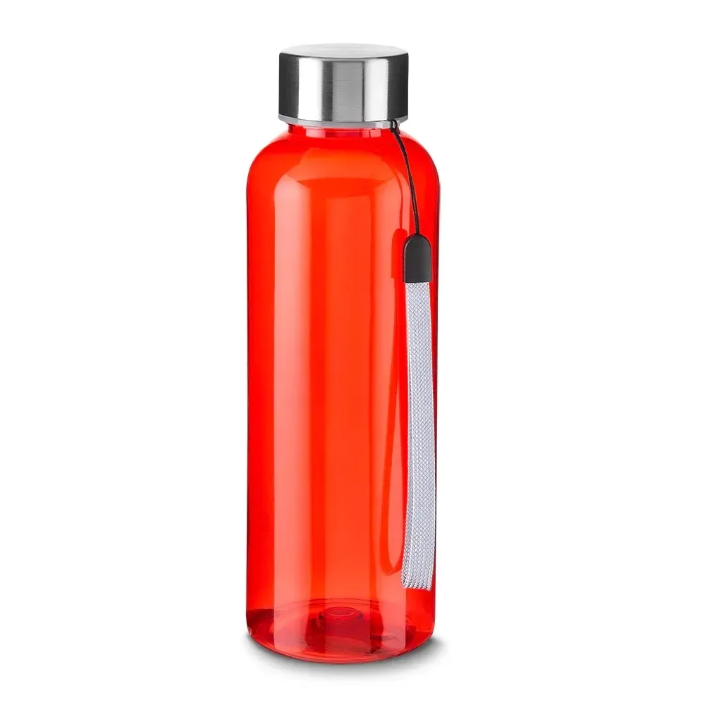 Garrafa PET Reciclado 600ml com Cordão vermelha