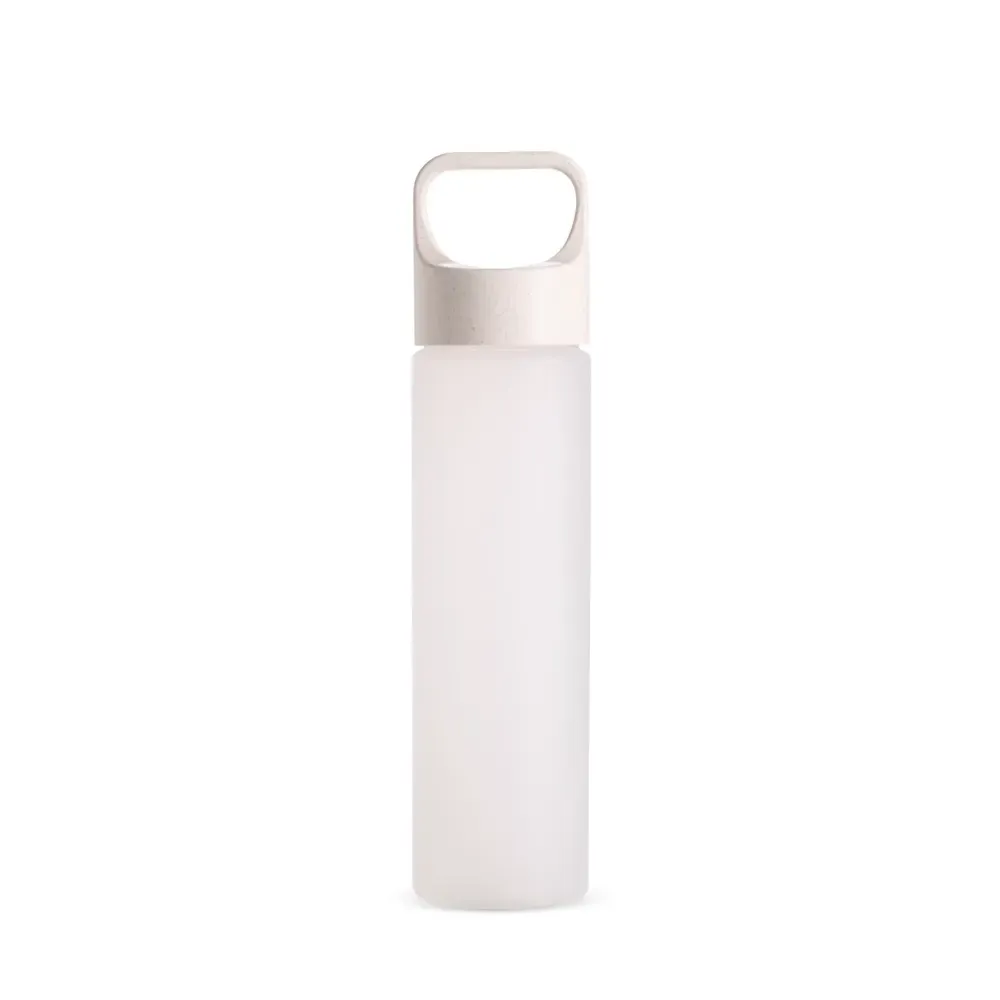 Garrafa Plástica 650ml Tampa em Fibra de Arroz personalizada transparente
