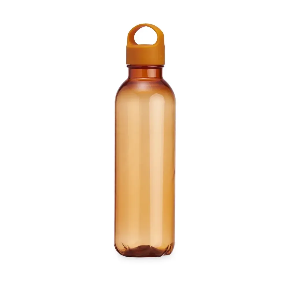 Garrafa plástica 650ml laranja com tampa plástica e alça personalizada