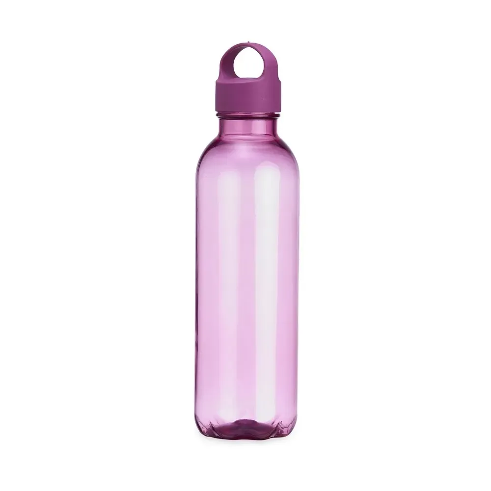 Garrafa plástica 650ml rosa escuro com tampa plástica e alça personalizada