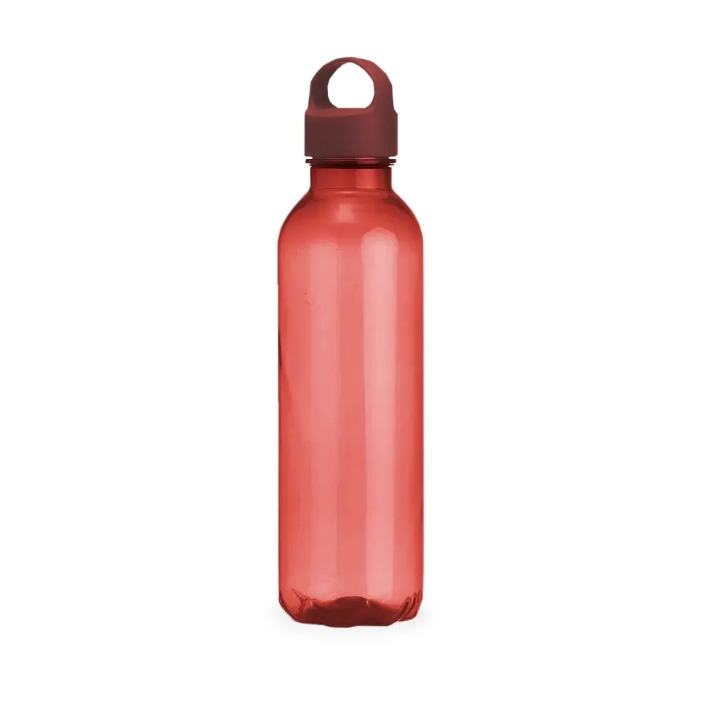 Garrafa plástica 650ml vermelha com tampa plástica e alça personalizada