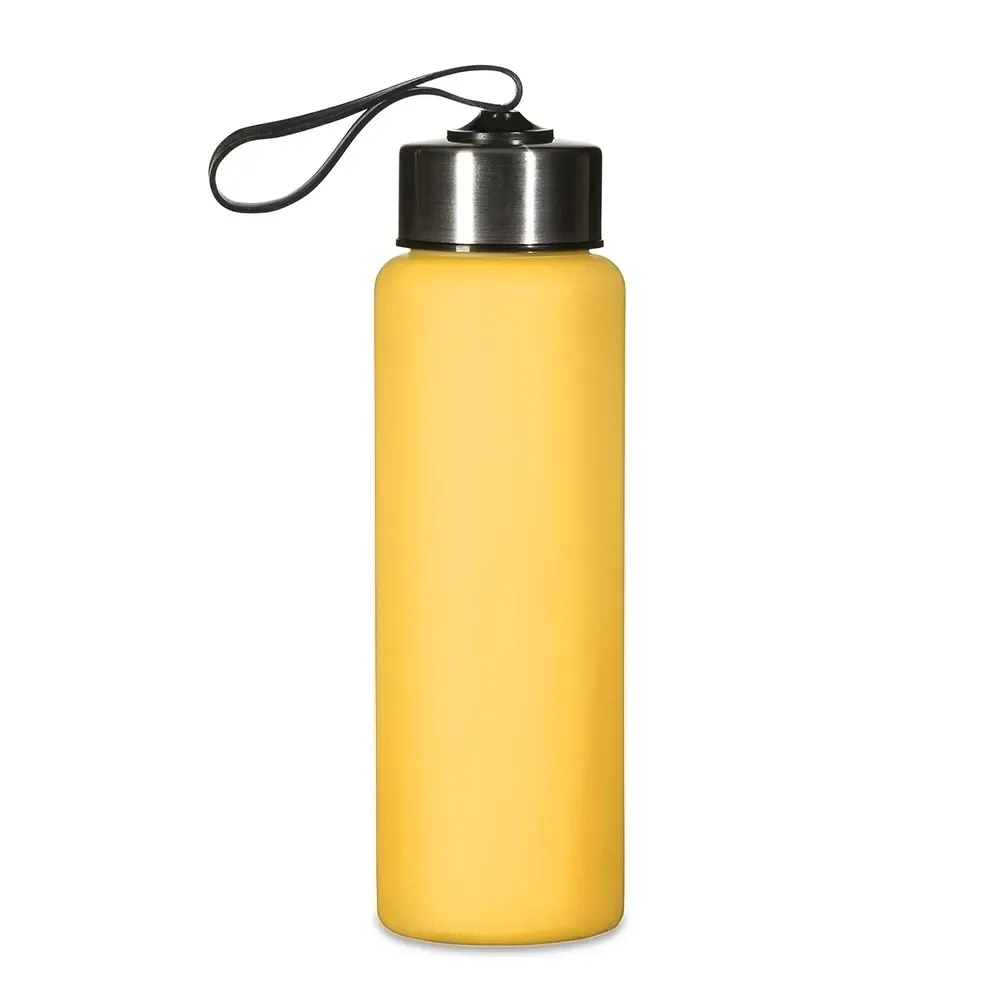 Garrafa Plástica 680ml com Alça Elástica personalizada amarela