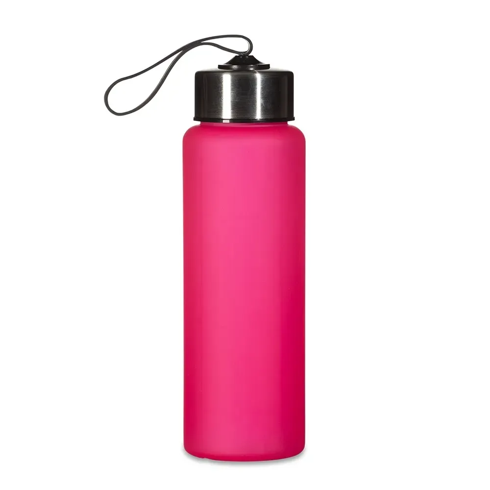 Garrafa Plástica 680ml com Alça Elástica personalizada rosa