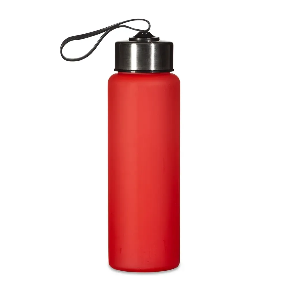 Garrafa Plástica 680ml com Alça Elástica personalizada vermelha