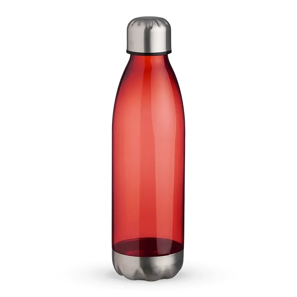 Garrafa plástica 700ml translúcida personalizada vermelha