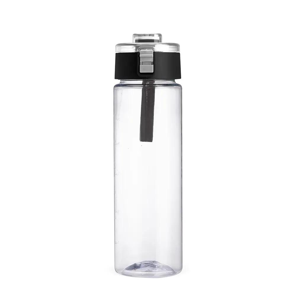 Garrafa Plástica 750ml Livre de BPA Alça de Silicone preta