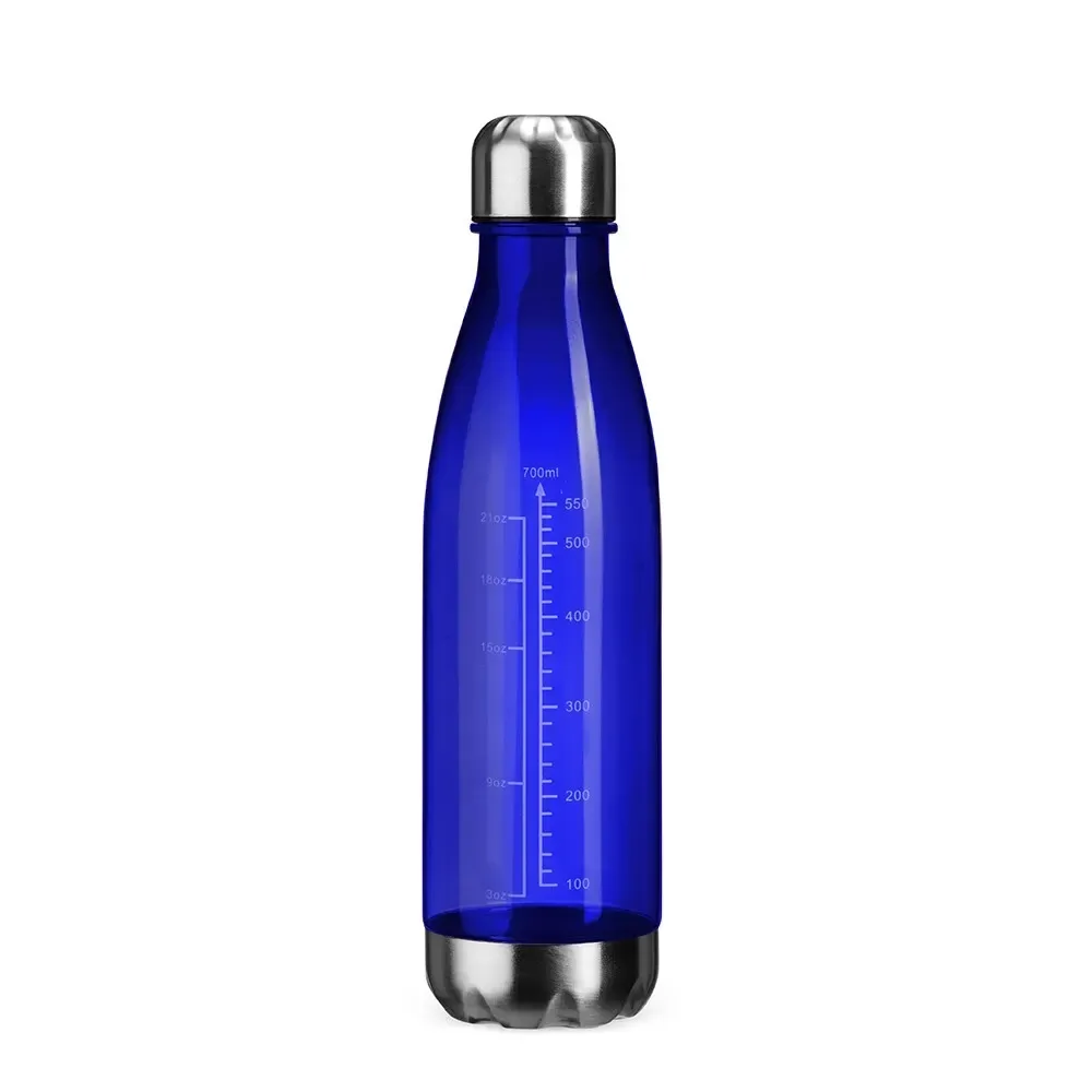 Garrafa plástica 750ml translúcida personalizada azul