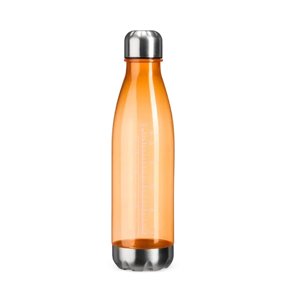 Garrafa plástica 750ml translúcida personalizada laranja