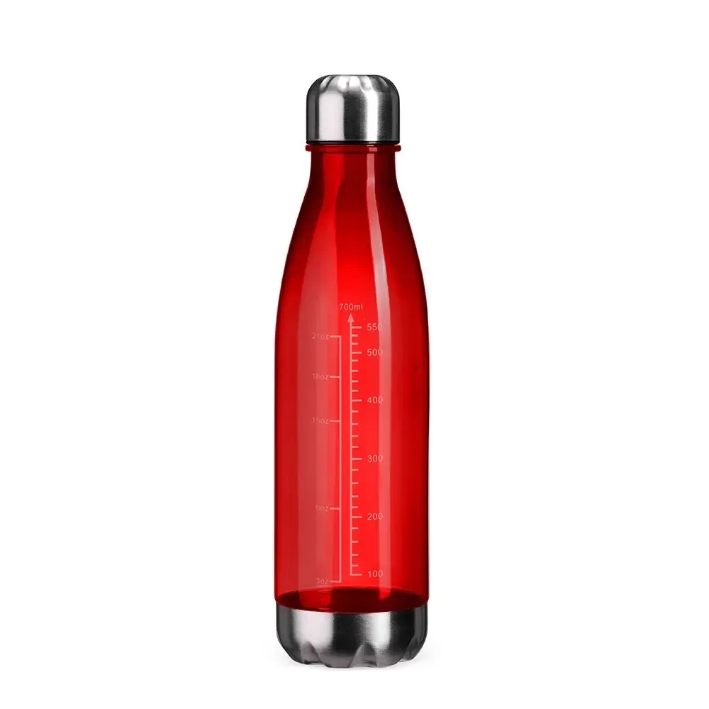 Garrafa plástica 750ml translúcida personalizada vermelha
