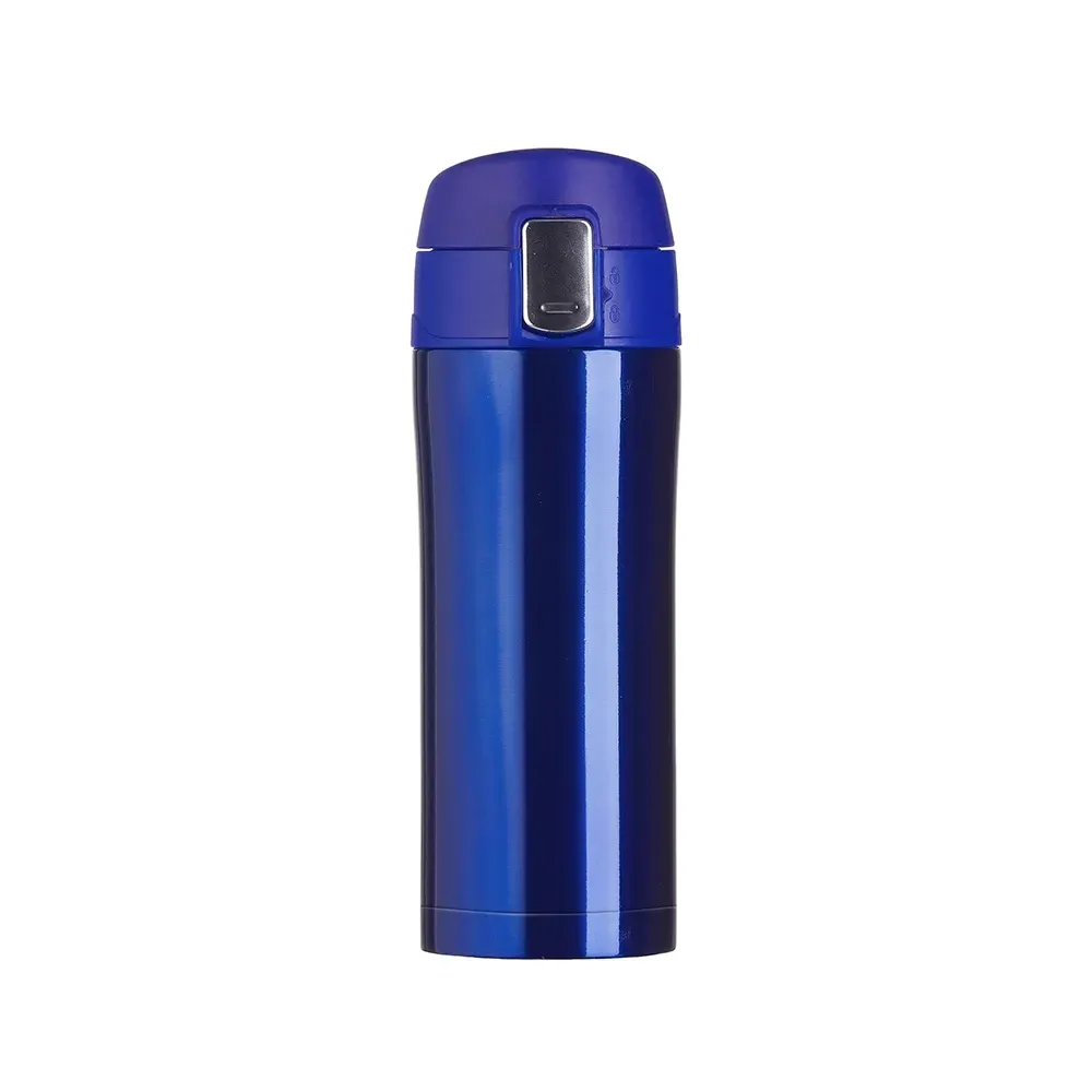 Garrafa Térmica 320ml Colorida com Trava Lateral personalizada azul